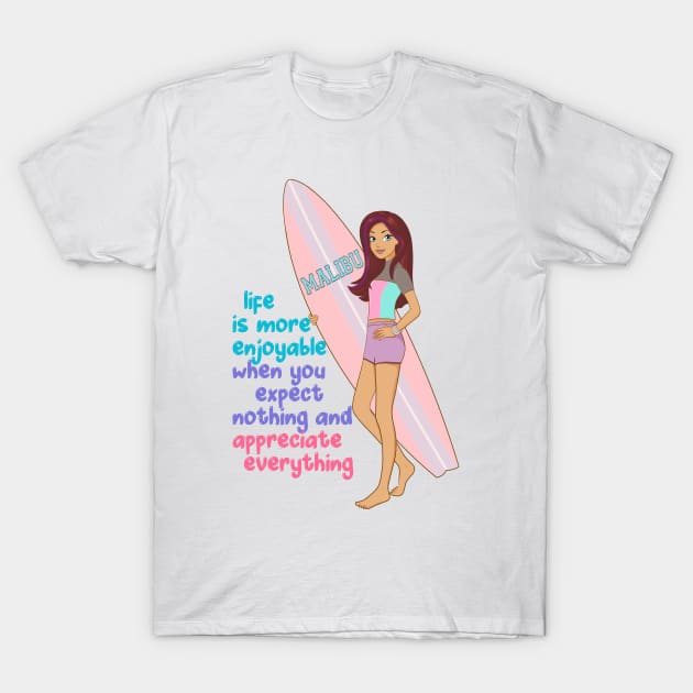 Beach life, girl surfer, positive quotes T-Shirt by PrimeStore